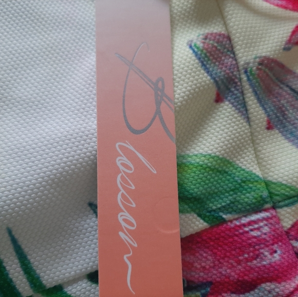 NWT Tropical V Plunge Neck Bodycon Midi Dress - Picture 9 of 10